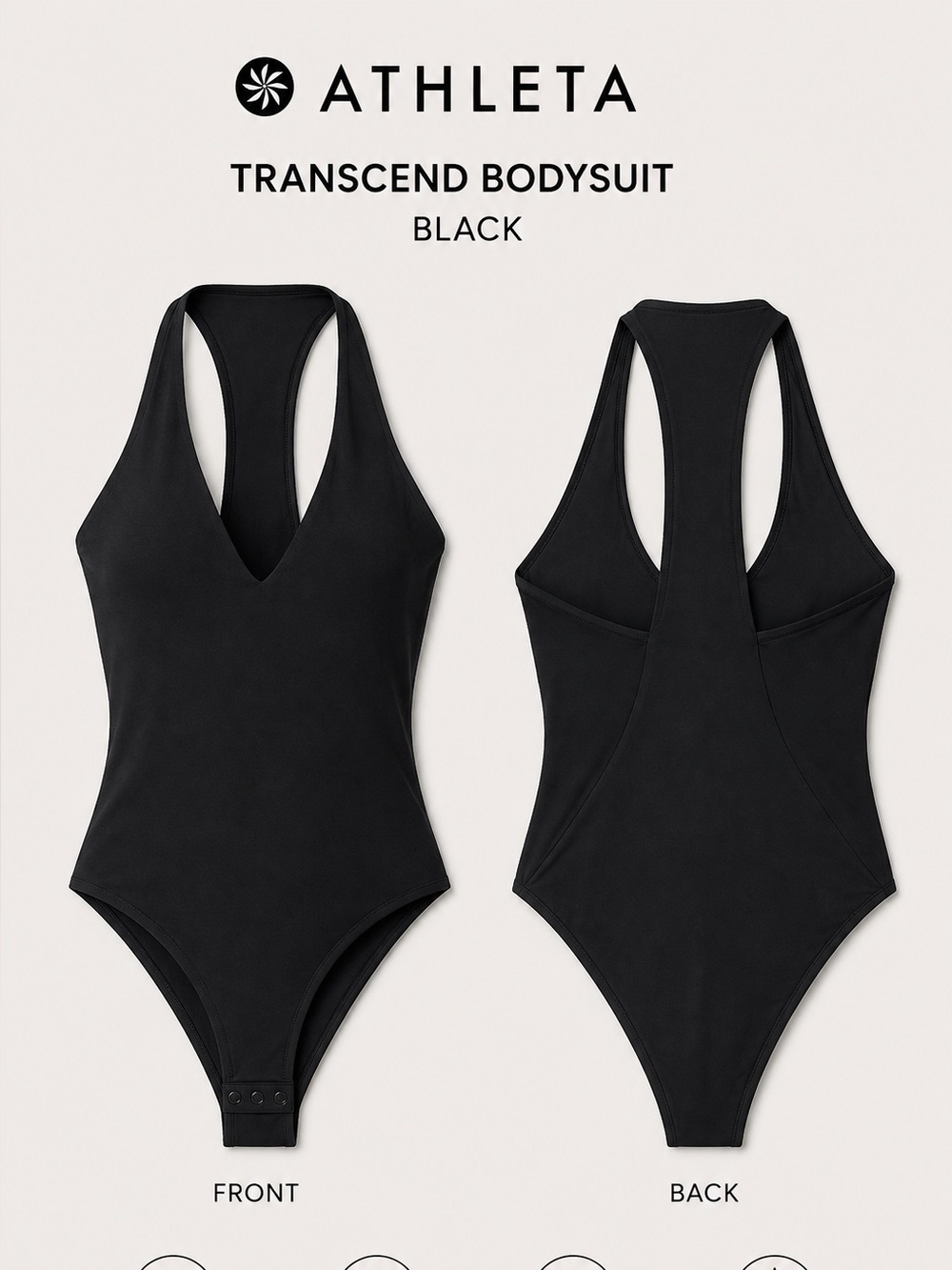 Athleta Black Halter-Style Bodysuit